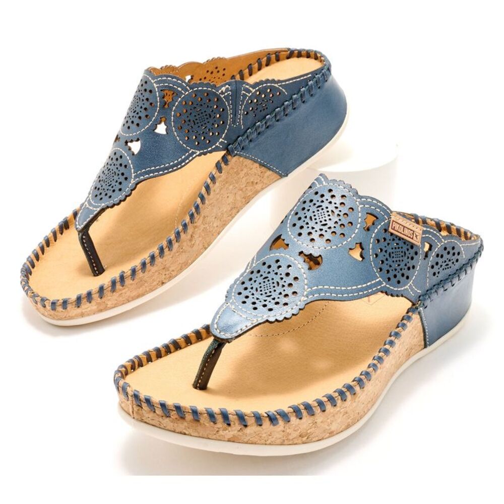 Pikolinos Women's Sz 9.5 Leather Thong Sandals Blue